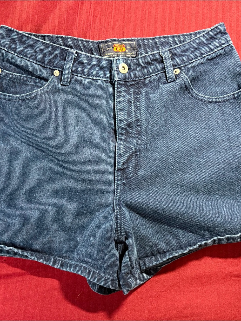 Route 66 Dark Blue High-Rise Denim Shorts